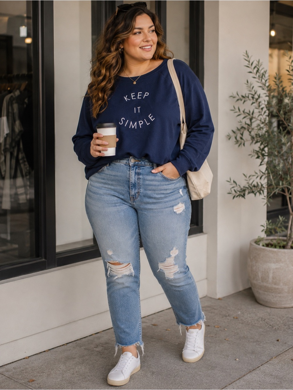 Banana Republic Navy 'Keep It Simple' Crewneck Sweatshirt - Women